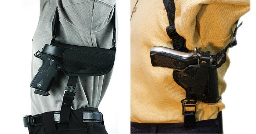 Left shoulder holster photo via Facebook/LightSpeedSupply Right shoulder holster photo via Facebook/ShamrockHolsters