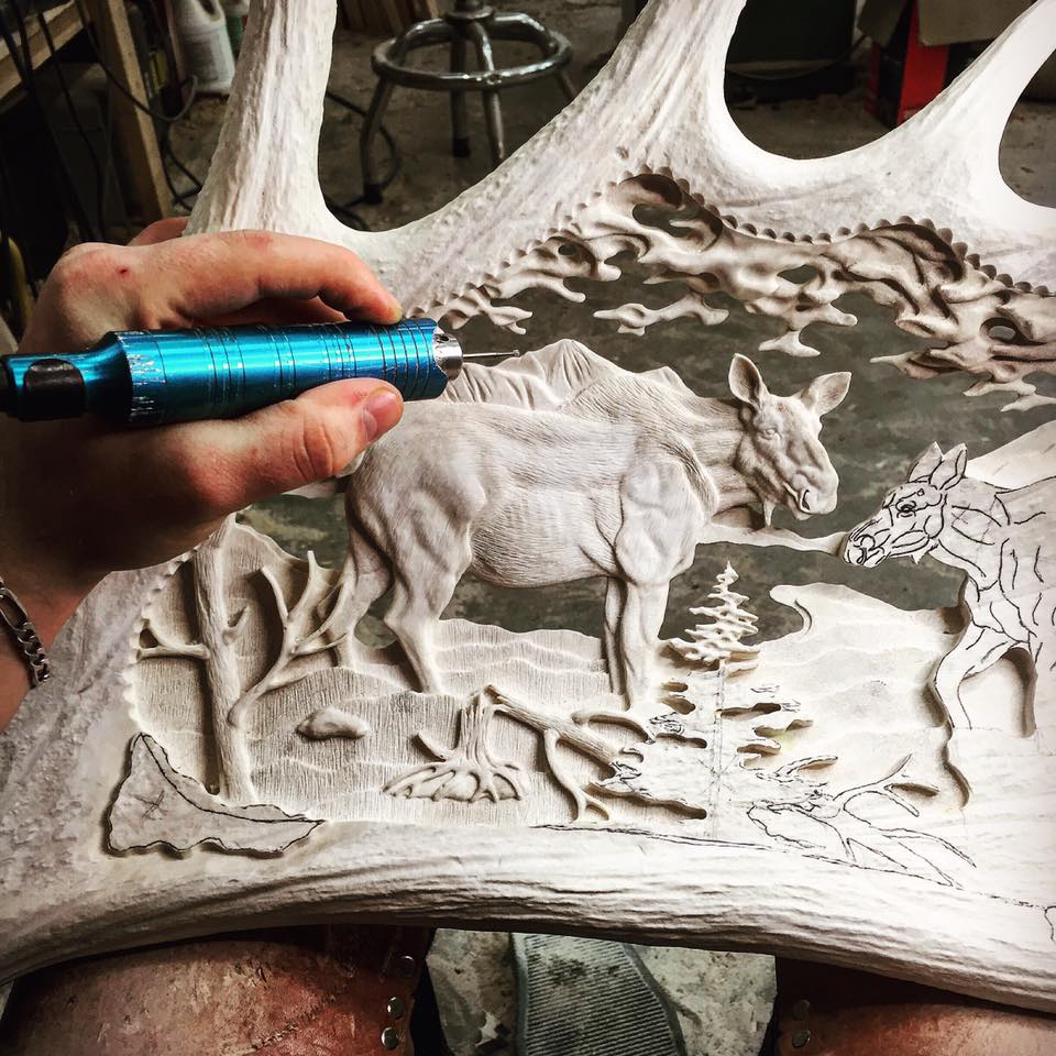 moose antler carving
