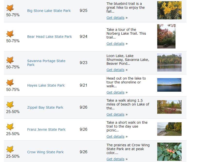 Minnesota Fall Colors Index
