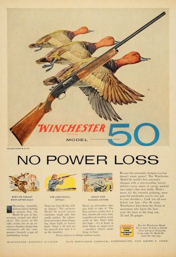 1956 Ad Winchester Model 50 12/20 GA Shotgun
