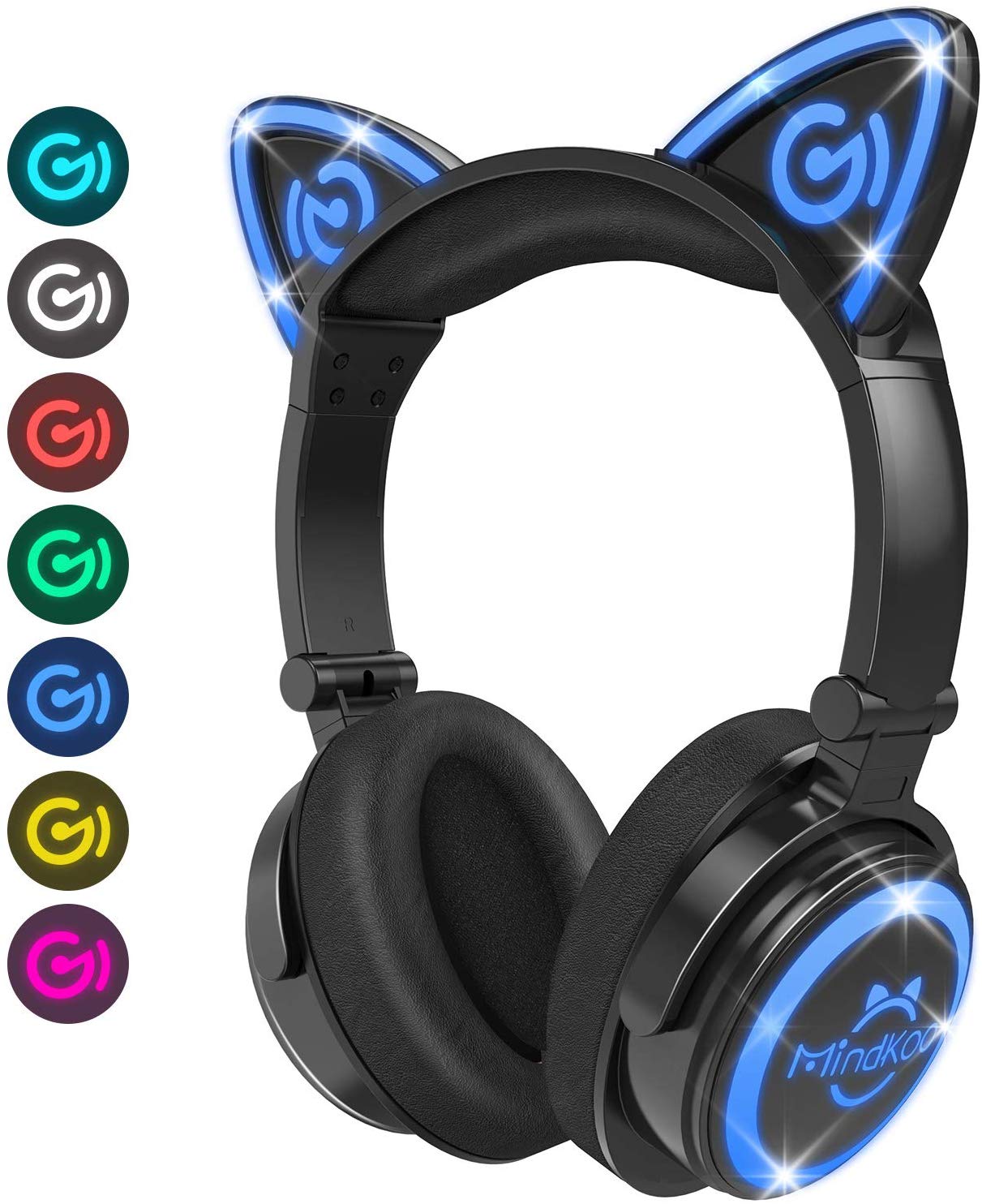 MindKoo Bluetooth Headphones Wireless Over Ear Cat Ear Headphones