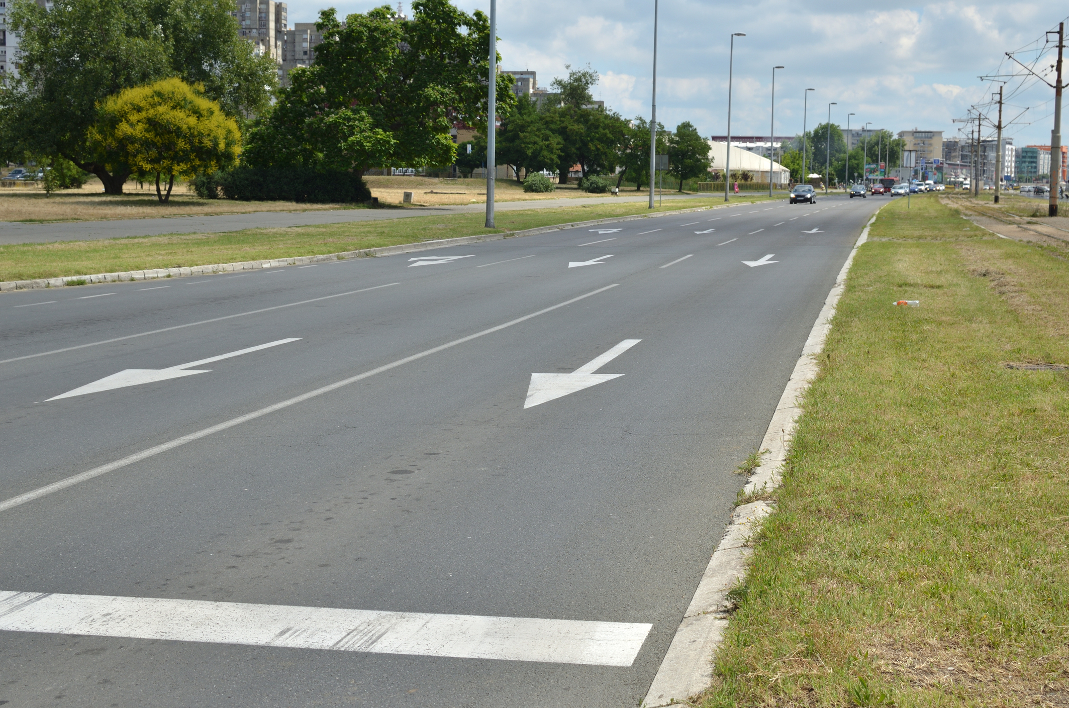 Two lanes of a state route road.