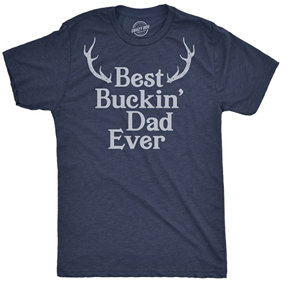 Crazy Dog T-Shirts Mens Best Buckin Dad Ever Antlers T Shirt Funny Fathers Day Hunting Tee for Guys