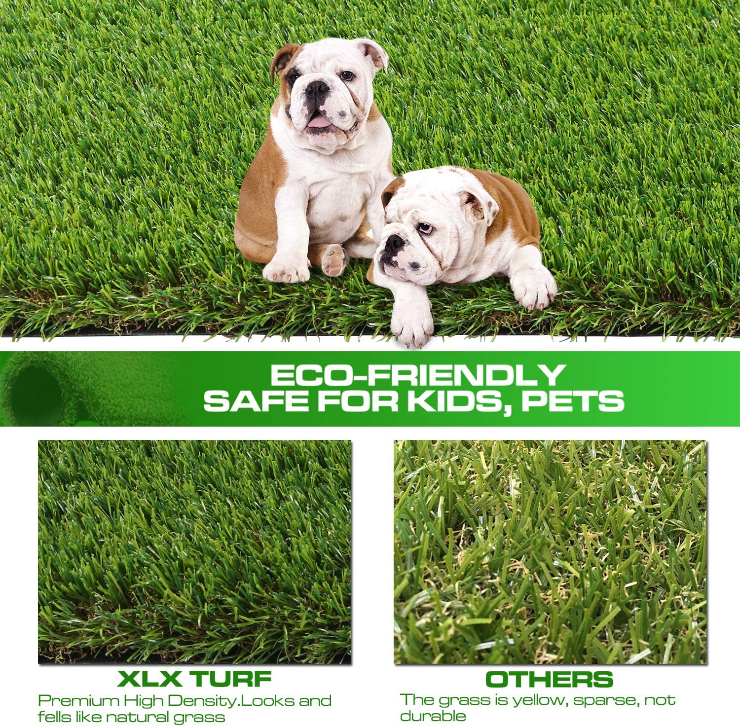 XLX TURF Realistic Artificial Grass Rug Indoor Outdoor - 3ft x 5ft, Thick Synthetic Fake Grass Dog Pet Turf Mat for Garden Lawn Landscape
