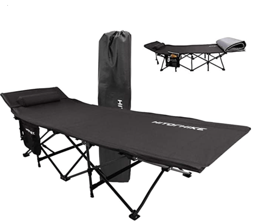 HITORHIKE Camping Cot with Cot Pad Compact Folding Cot Bed for Outdoor Backpacking Camping Cot Bed High-Profile Compact Bed with Carry Bag