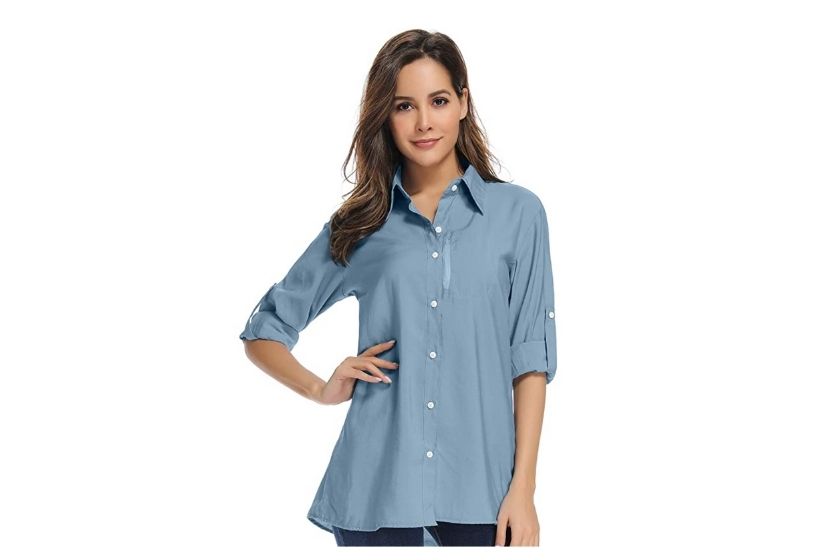 camping shirts&mdash; woman's long sleeve fishing shirt with UPF 40+