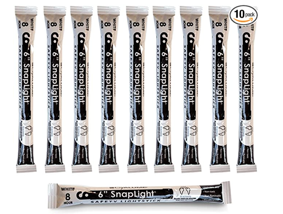 Cyalume 9-08006 SnapLight White Glow Sticks - 6 Inch Industrial Grade, Ultra Bright Light Sticks with 8 Hour Duration (Pack of 10)