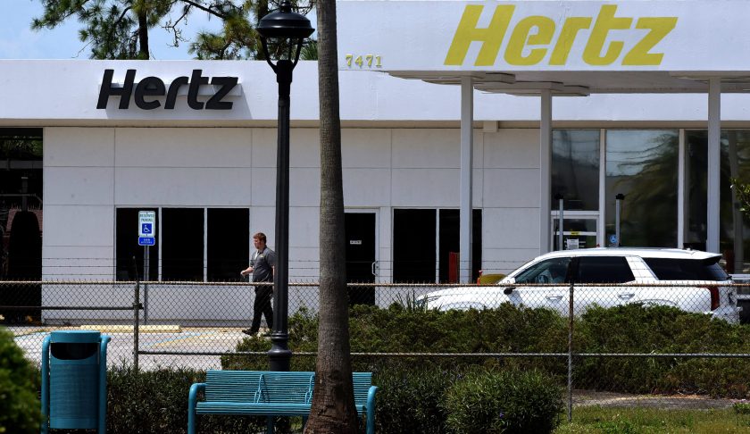 A Hertz car rental office is seen the day after Hertz