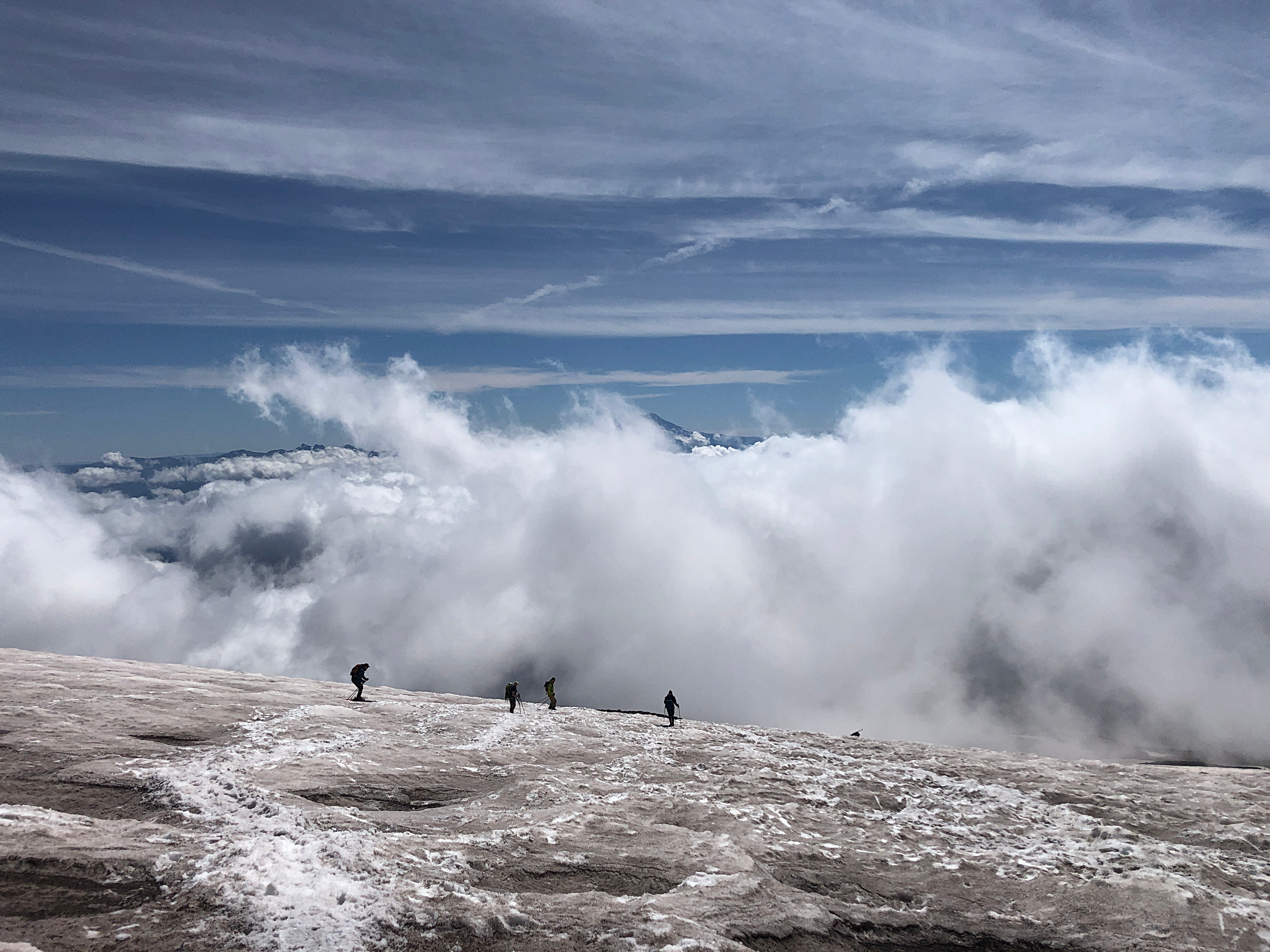 Camp Muir at the top of the Muir snowfield above Paradise on Mount Rainier is a popular day hike, but can be dangerous when weather suddenly changes.