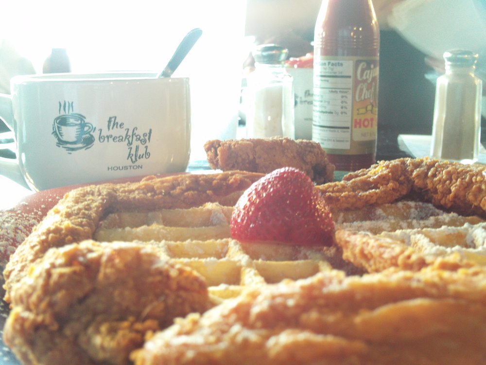 picture of belgian waffles and coffee