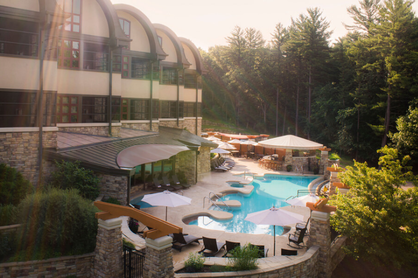 overhead picture of spas at Sundara Inn, one of the best midwest spas