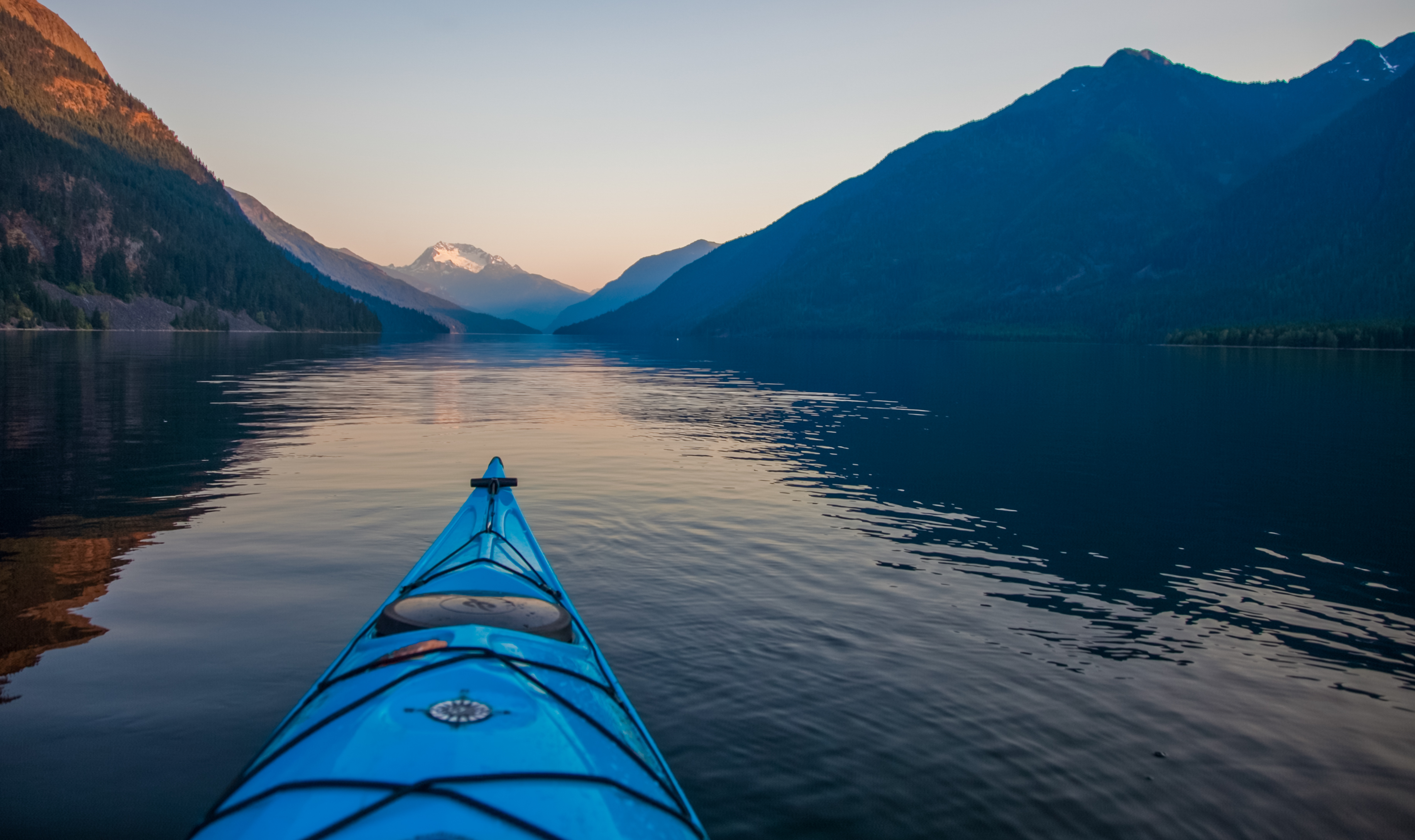 View of sunset on Jack Mountain from Ross Lake in Hozomeen in the Northern border of North Cascades National Park in the summer of 2011.