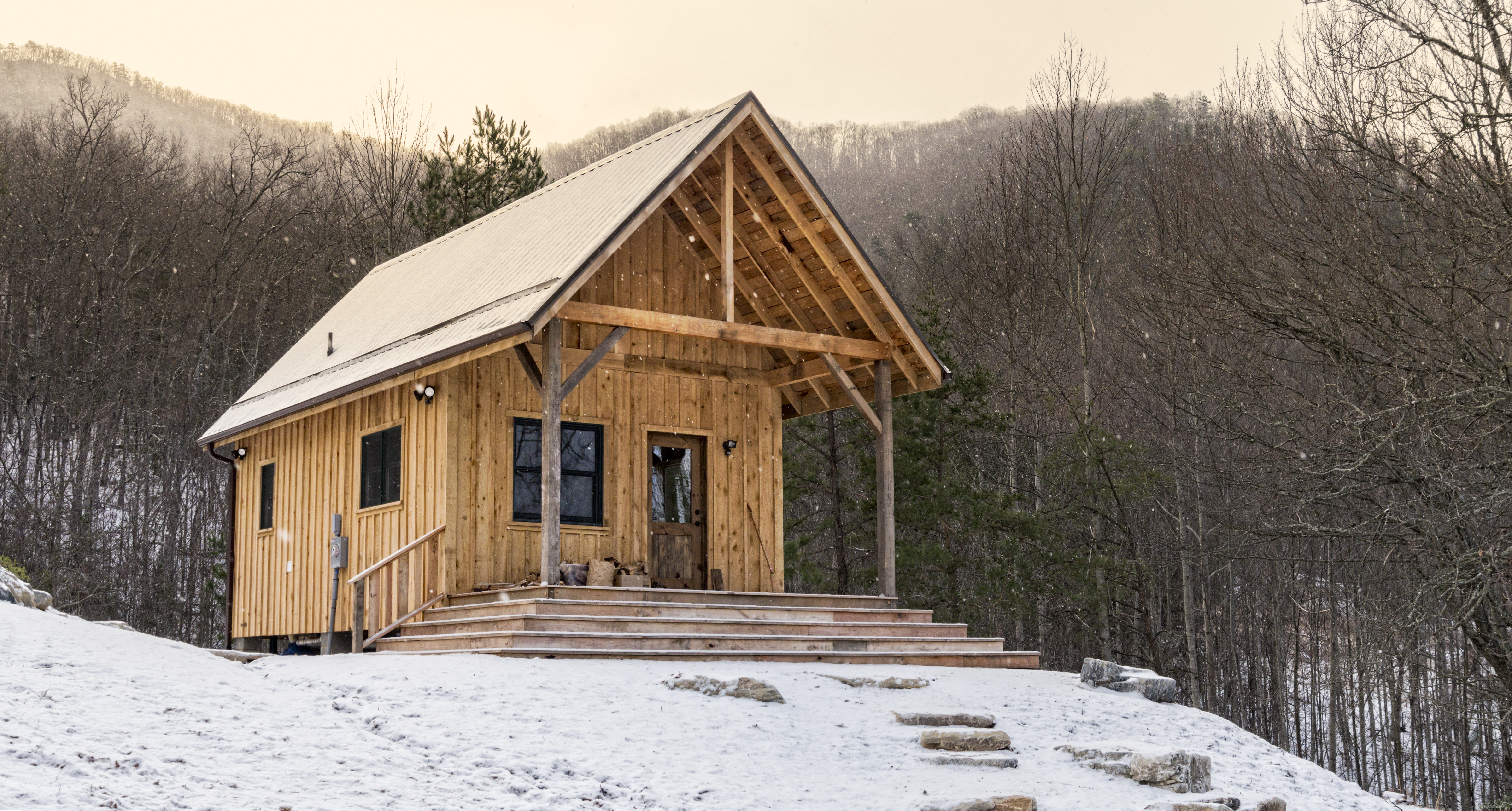 Rustic Appalachian homesteading cabin.