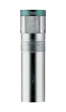 A silver choke with a green cap