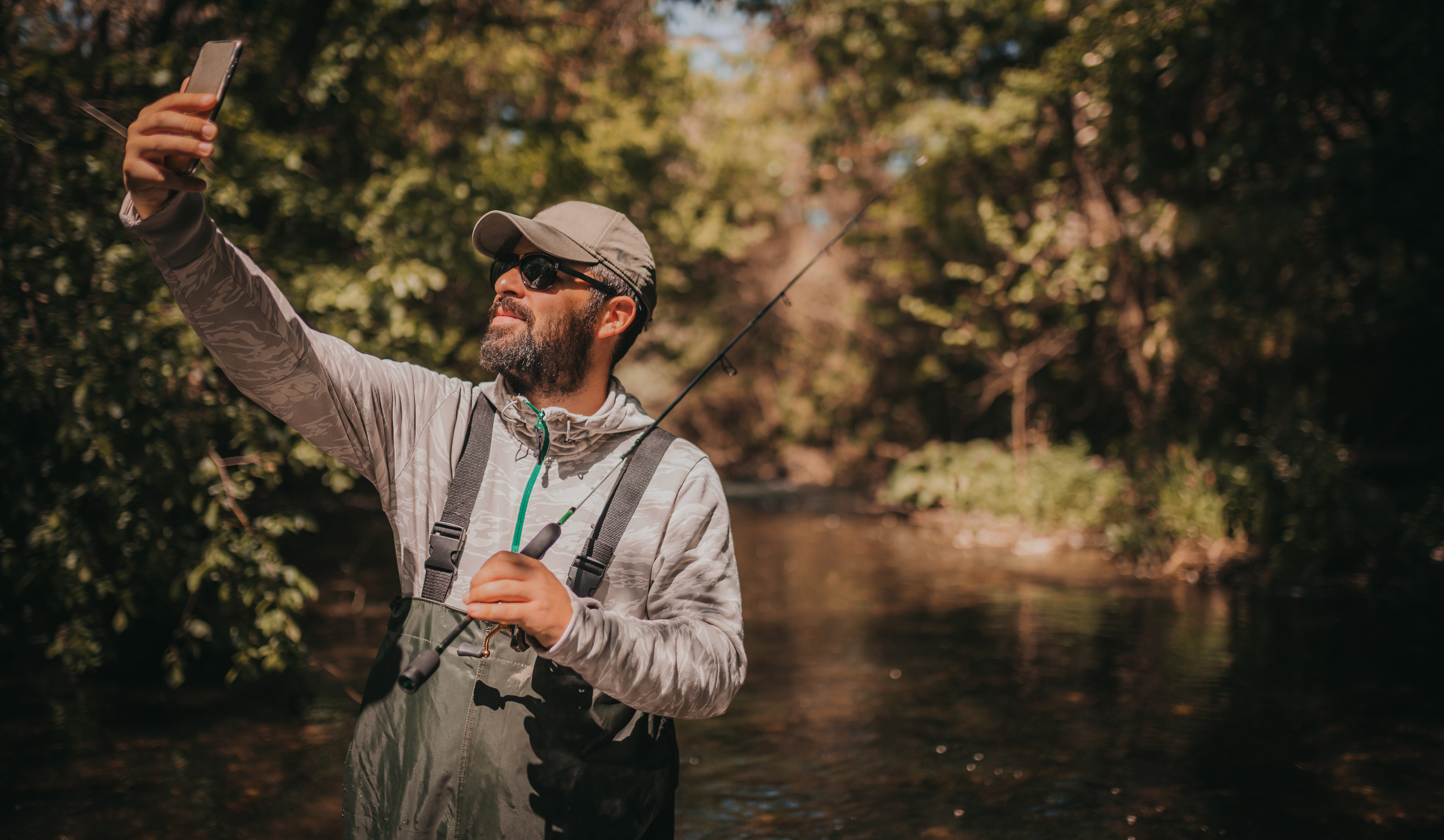 Fisherman making a selfie