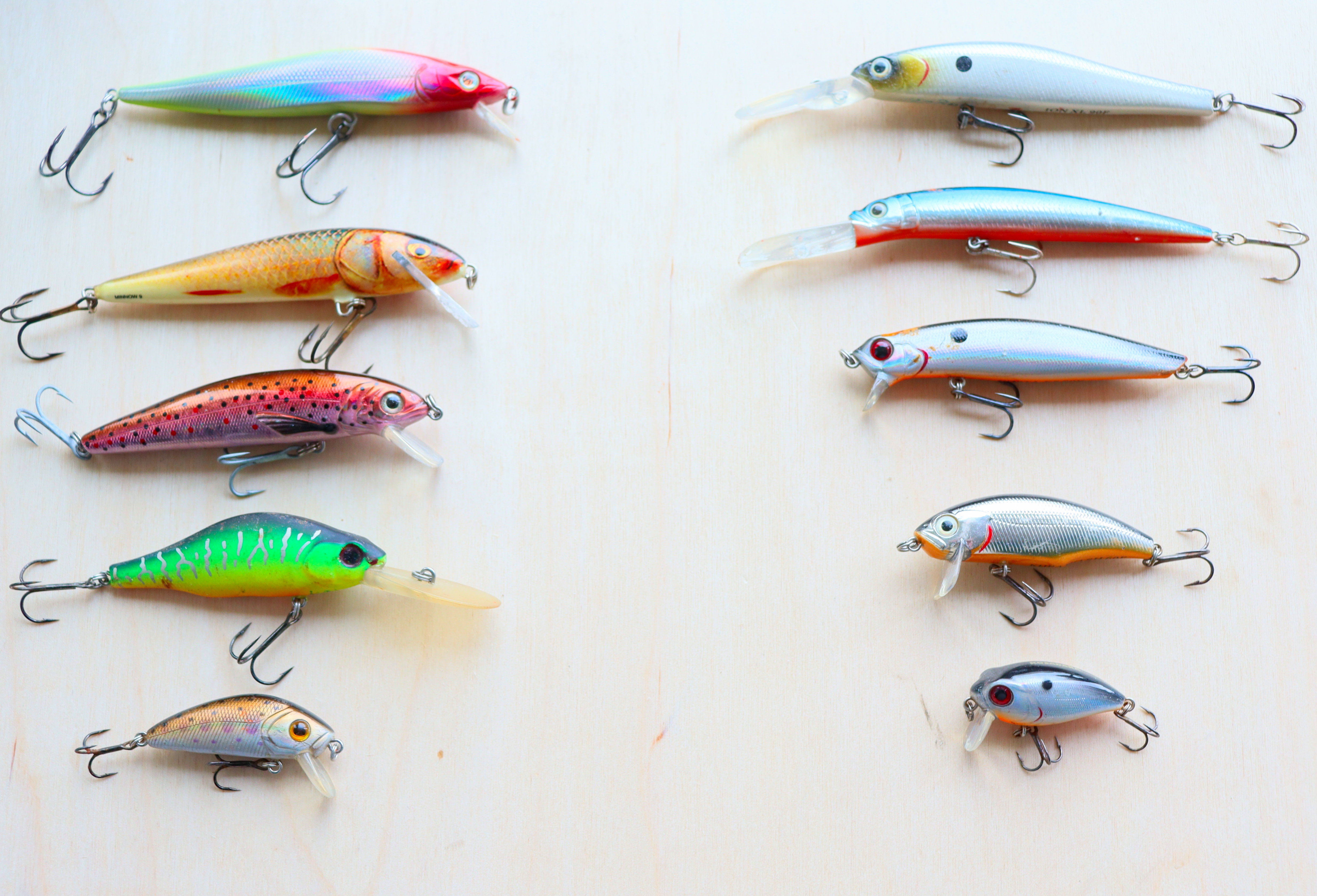 Fishing lures and equipment for fishing. 