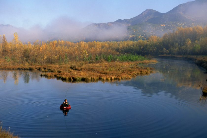 man flyfishing british columbia