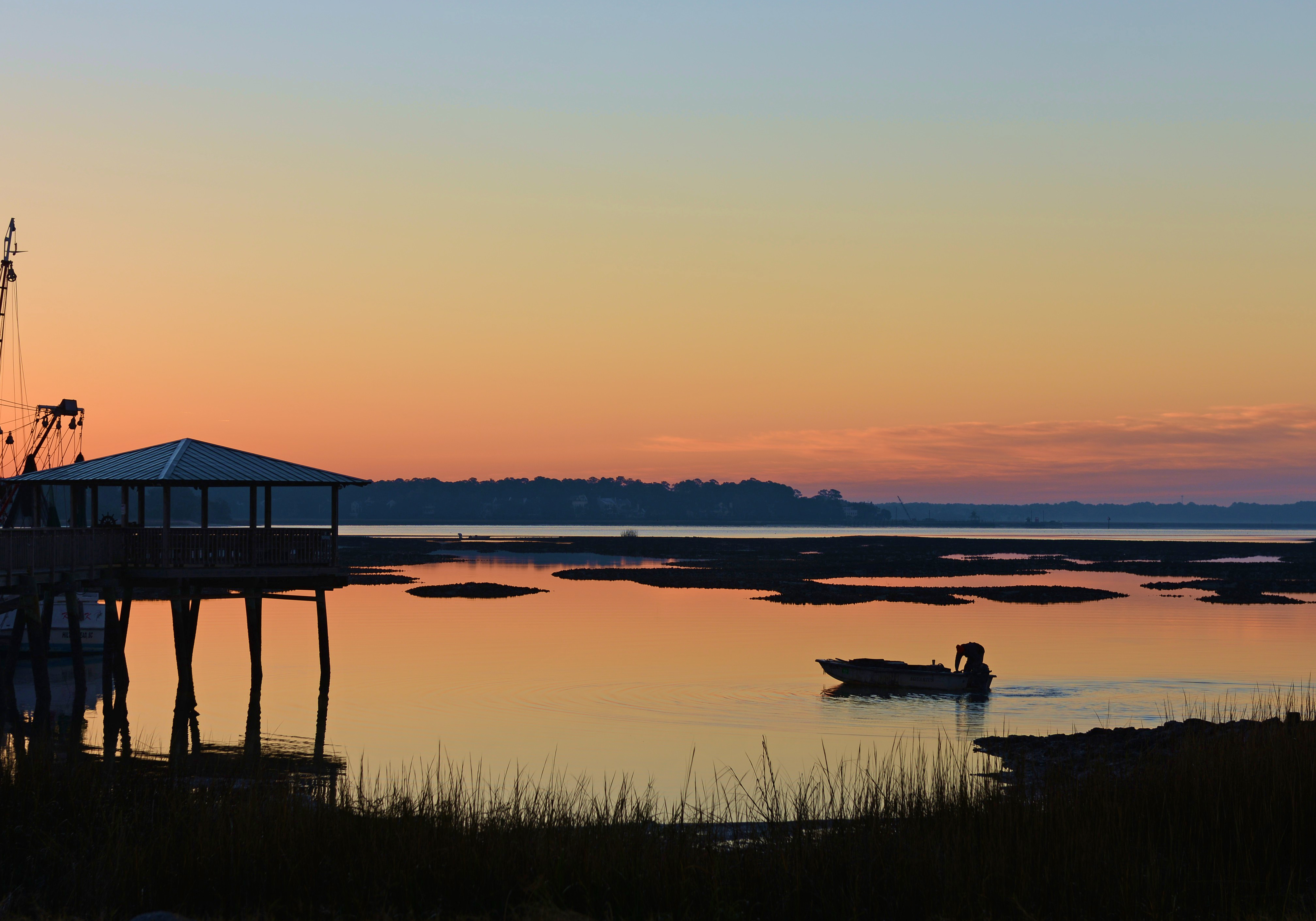 Lone fisherman at sunrise-Hilton Head,SC
