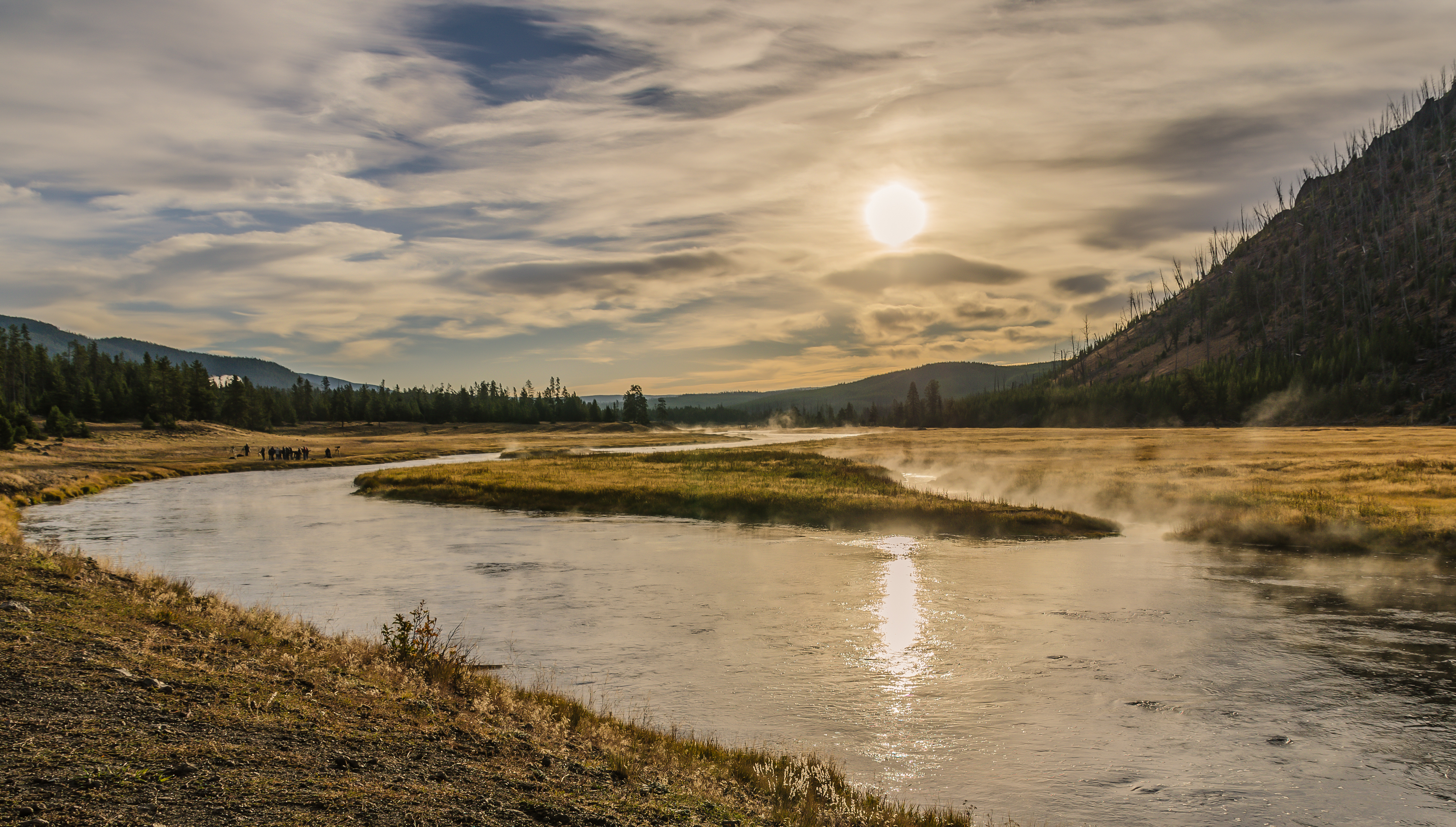 Sunrise on the Madison River in Yellowstone National Park.