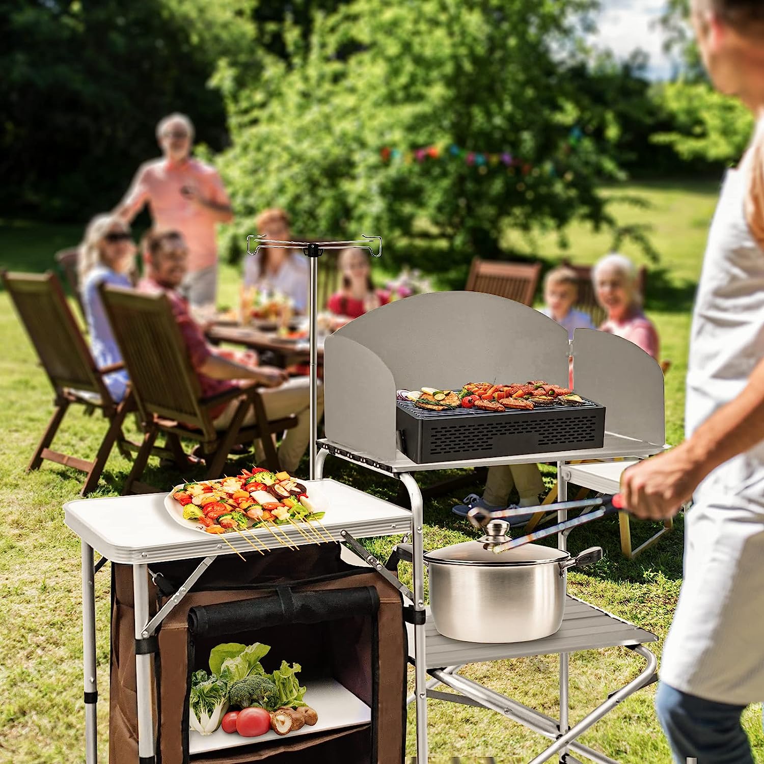 CampLand Folding Cooking Table Outdoor Portable Cook Station Aluminum Camping Kitchen