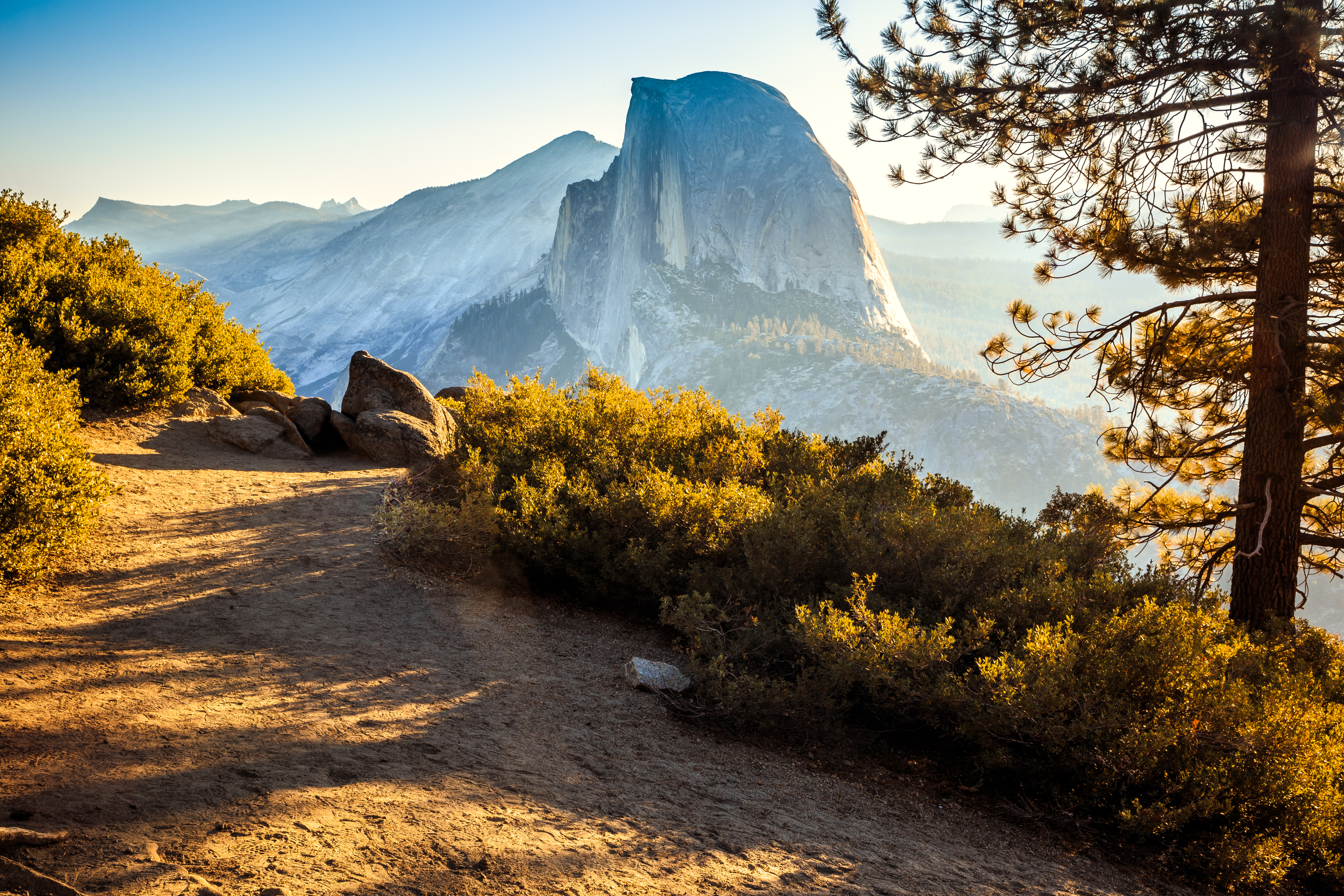 Sunrise on Half Dome in Yosemite National Park California.
