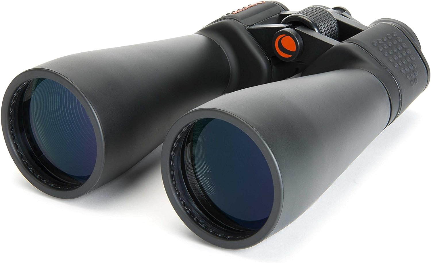 A pair of black Celestron SkyMaster 15x70 Porro binoculars