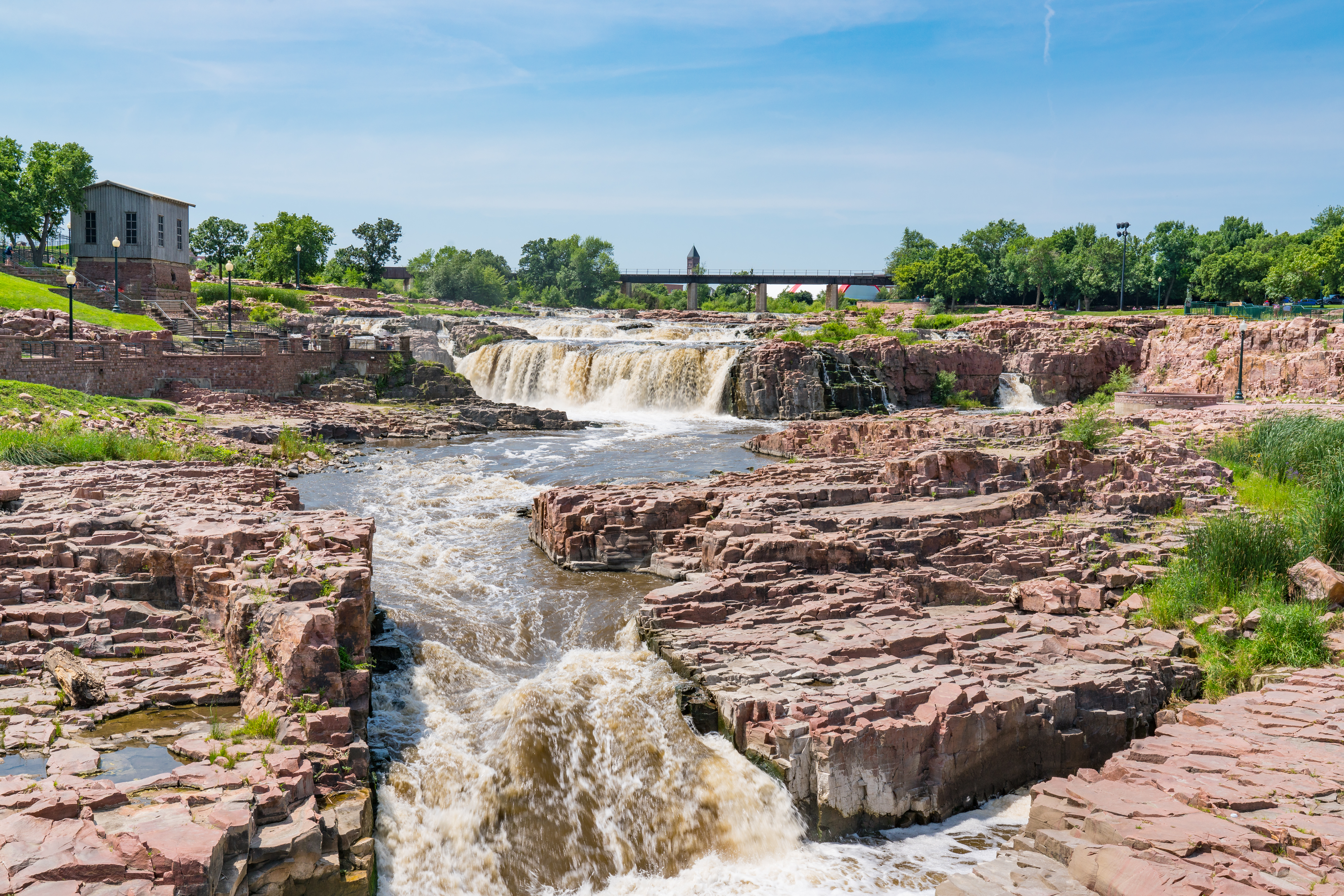 Falls Park along the Big Sioux River in Sioux Falls South Dakota 