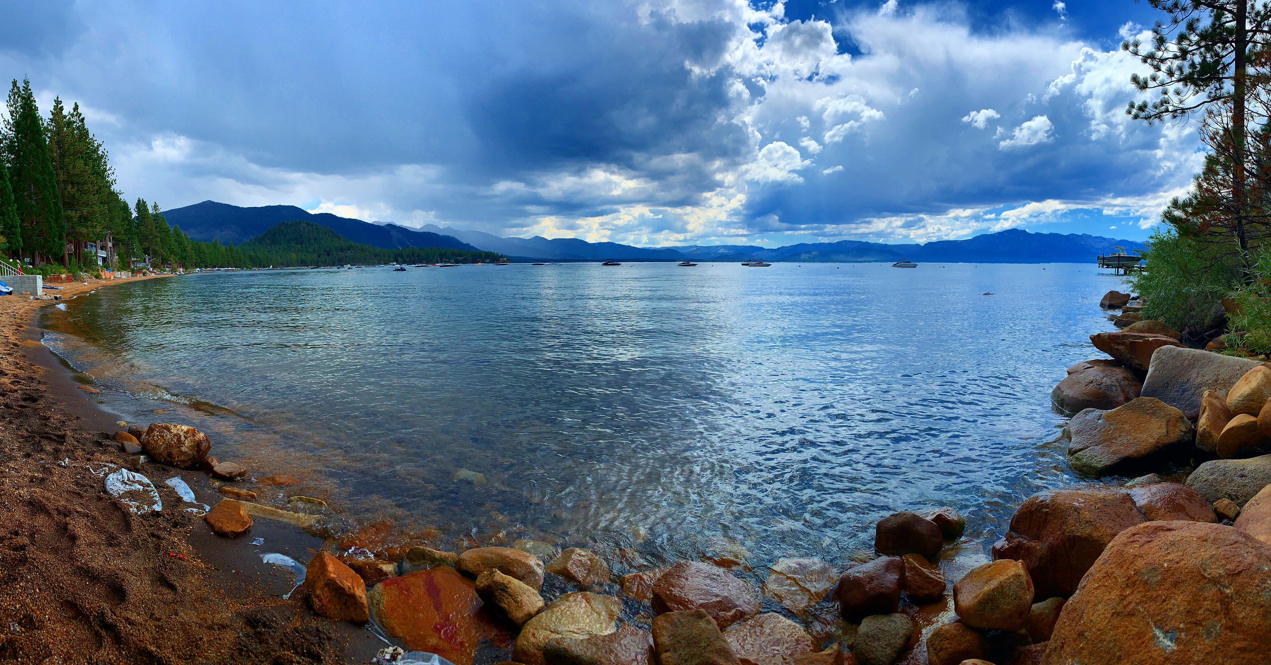 Panoramic of Zephyr Cove in Lake Tahoe