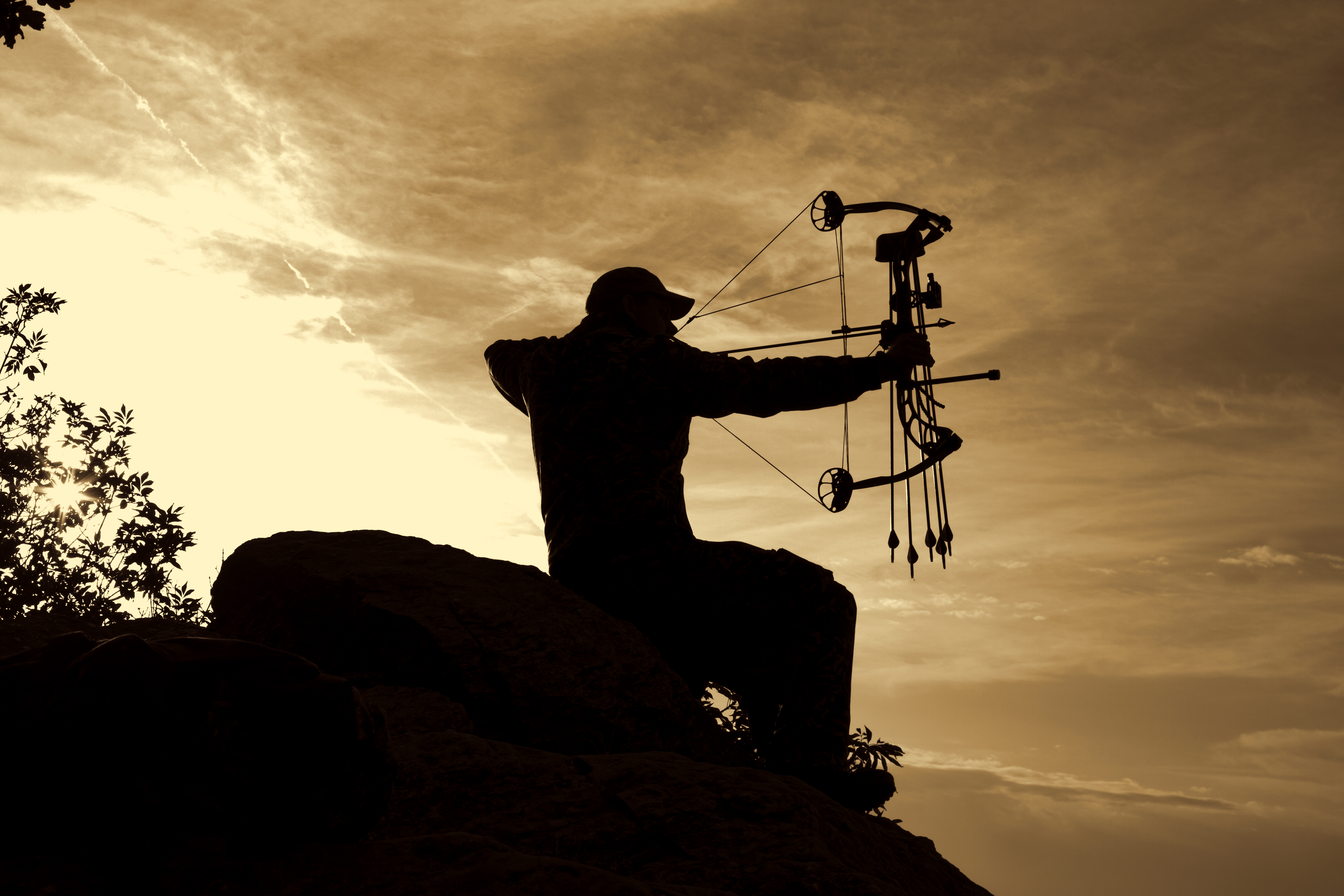Bowhunter in Sunrise