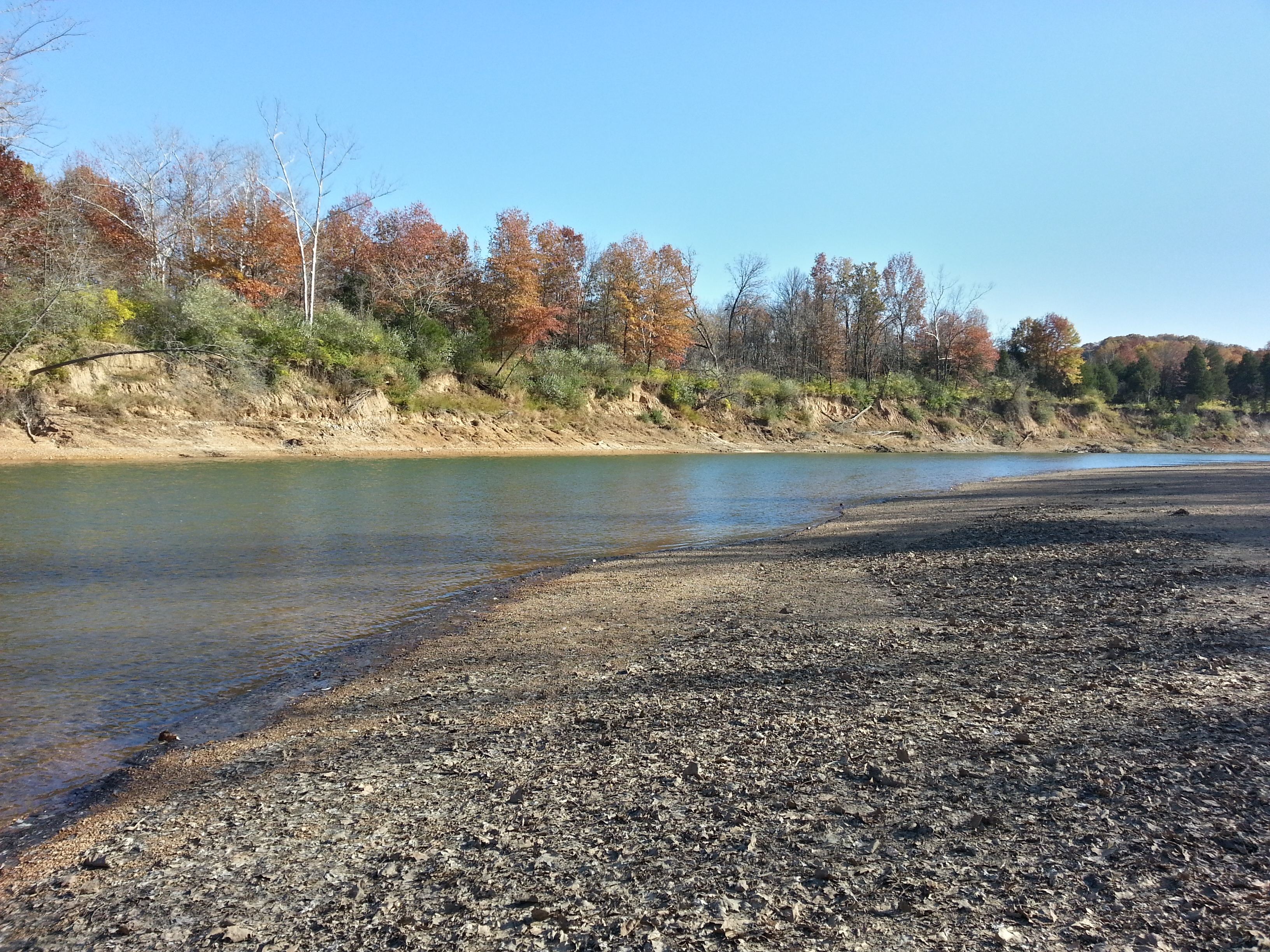 The Meramec River flows through Castlewood State Park in St. Louis, Missouri.