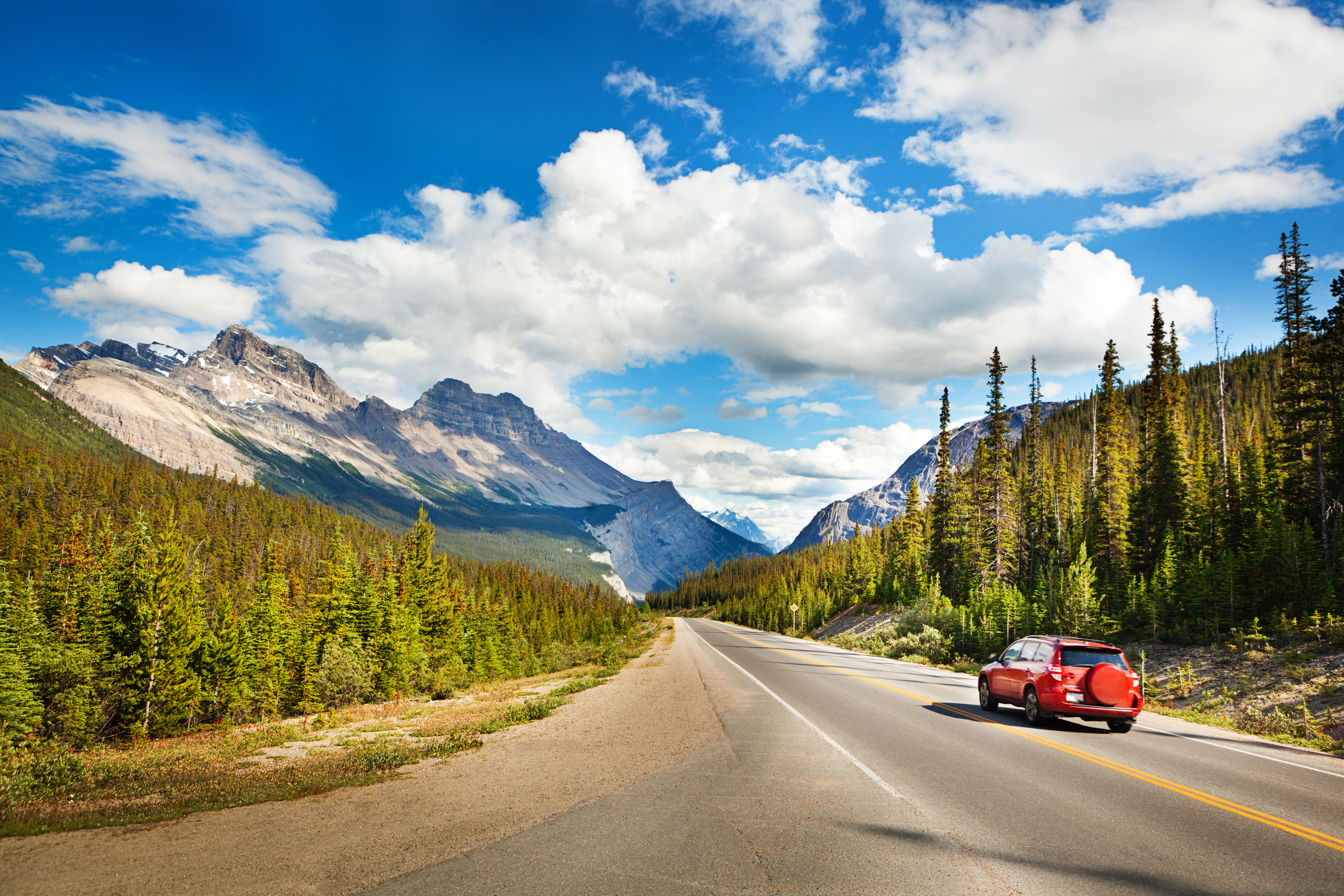 driving through the rocky mountains