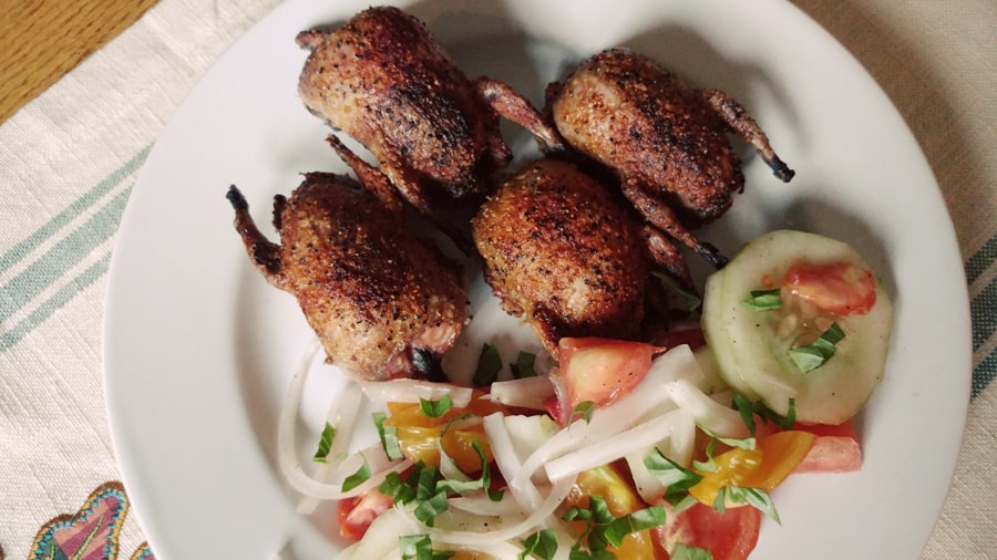 Roasted dove with paprika and butter