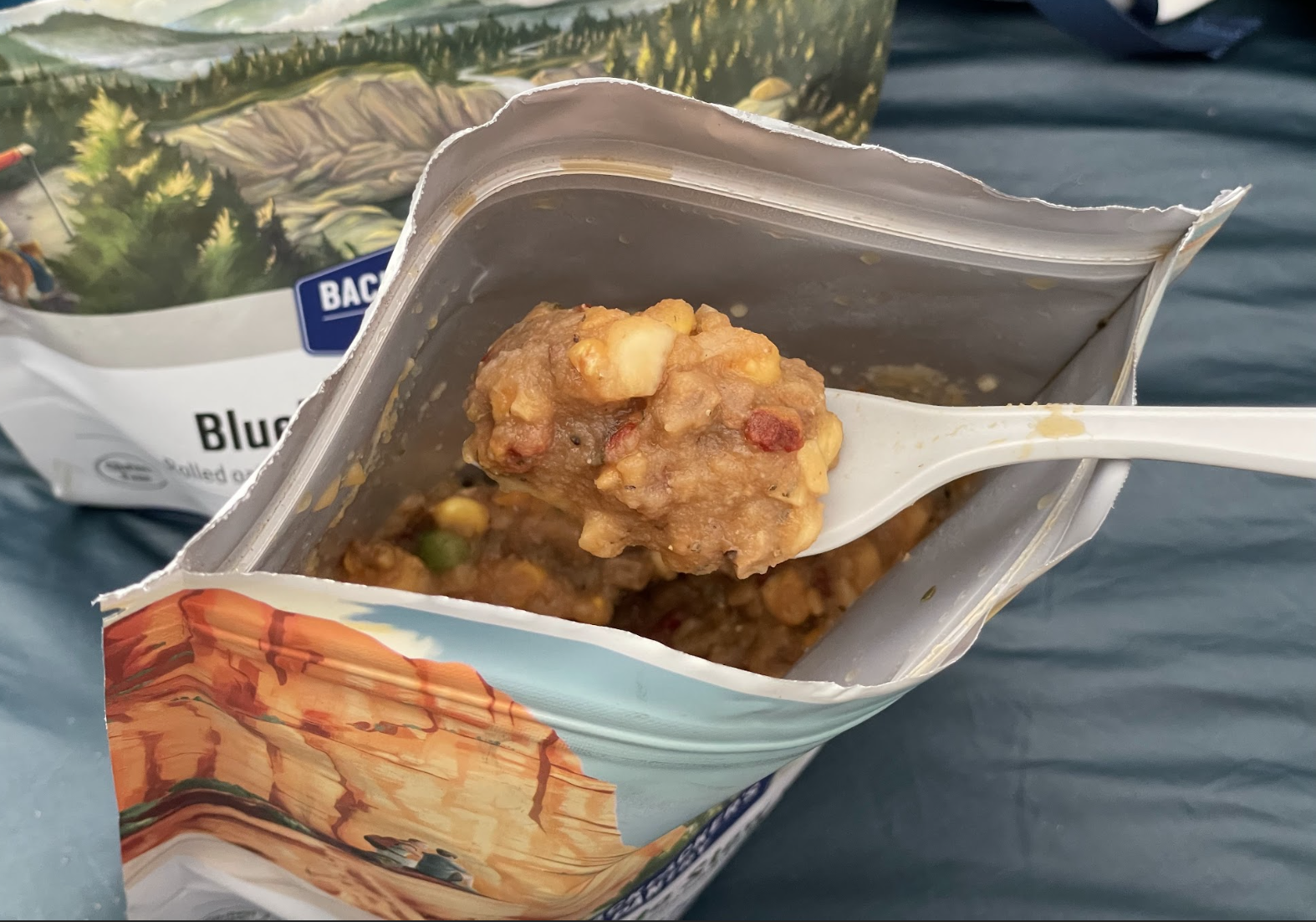 An opened package of Backpacker's Pantry potato stew 