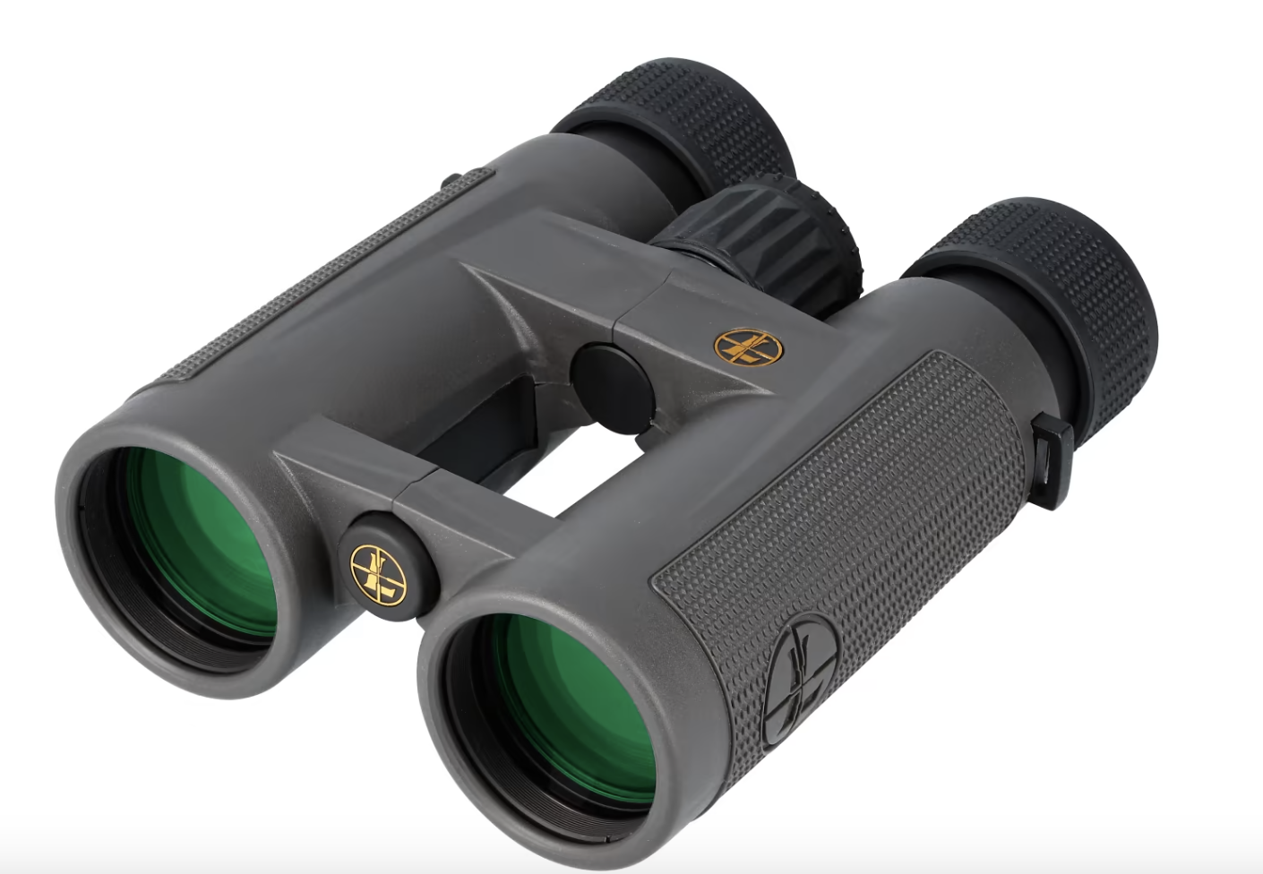 Gray Leupold BX-4 Pro Guide HD Binoculars with black detailing and green lenses