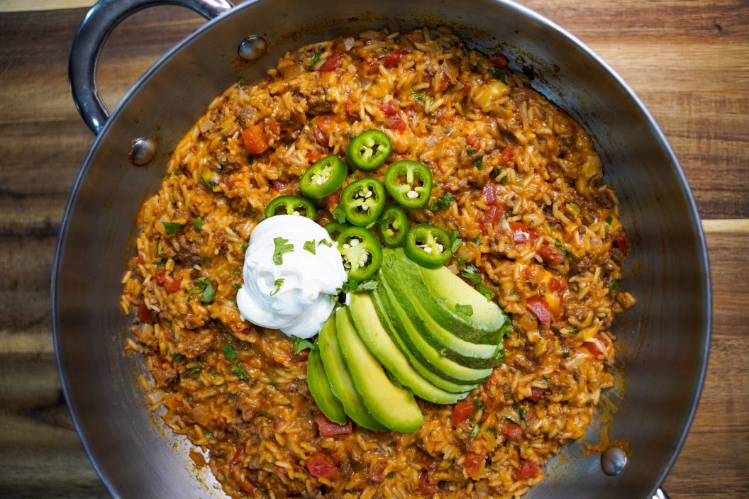 Cheesy venison taco skillet recipe