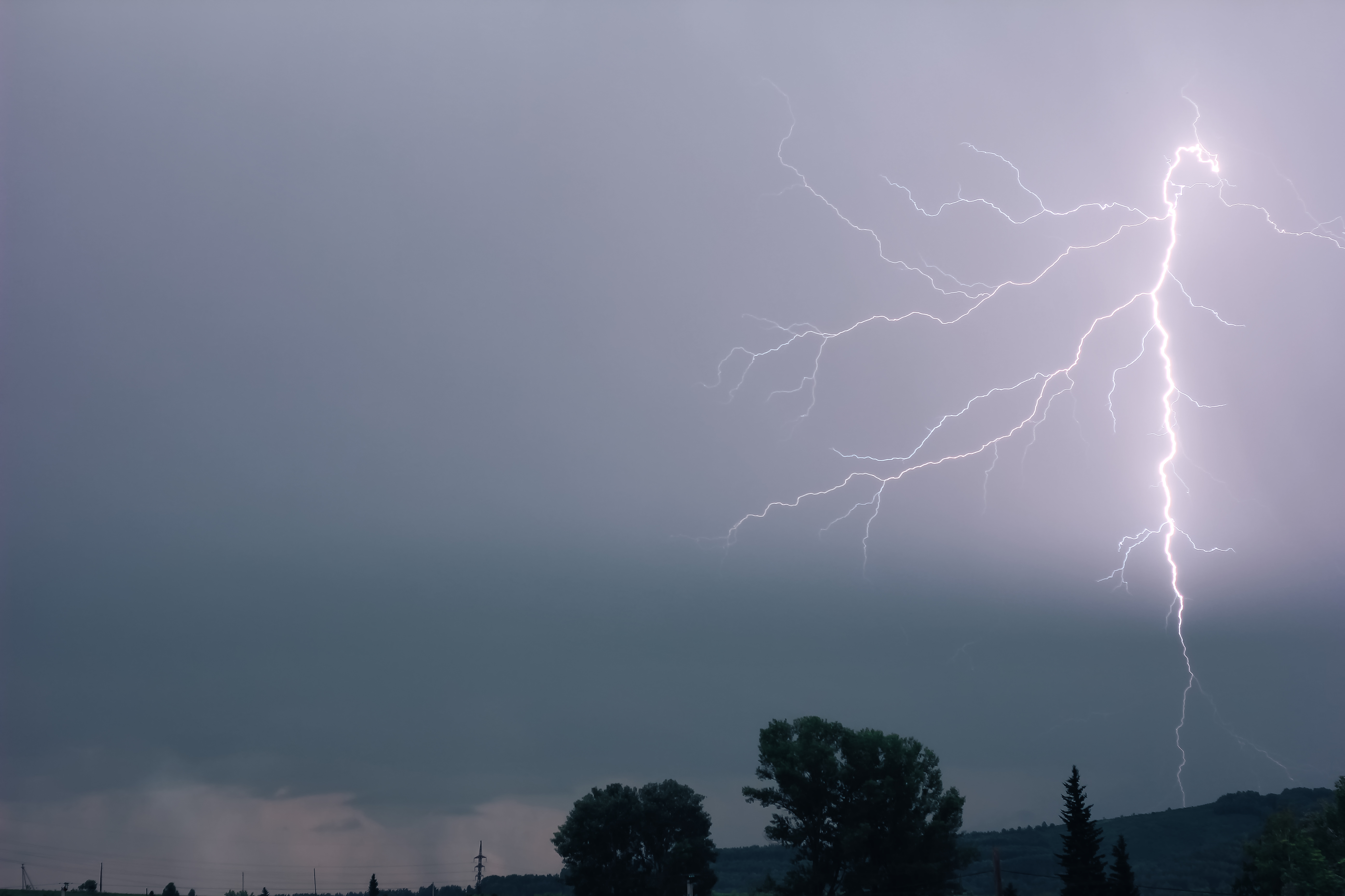 Lightning dark blue clouds