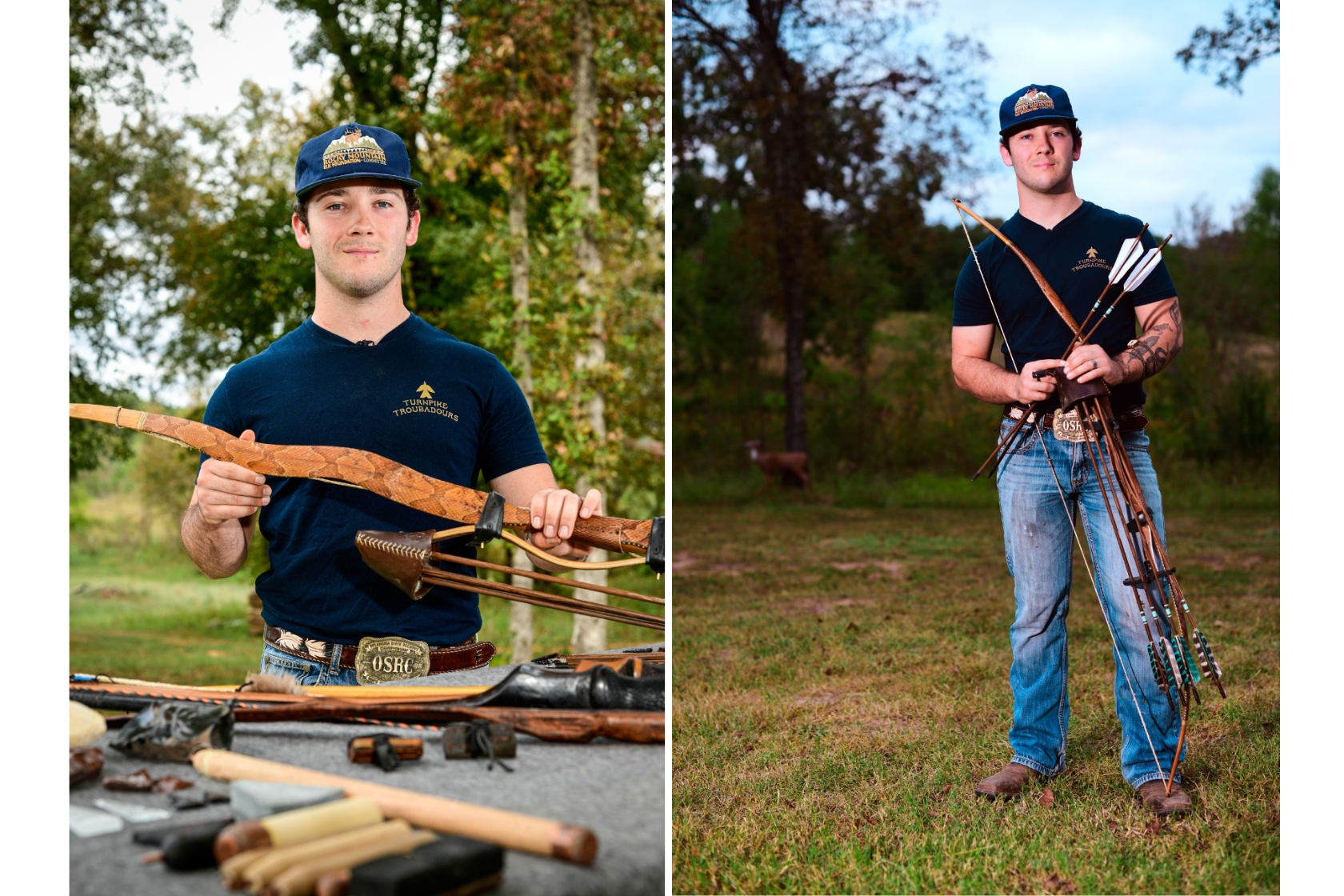 Caleb Flies with primitve bow used to hunt black bear