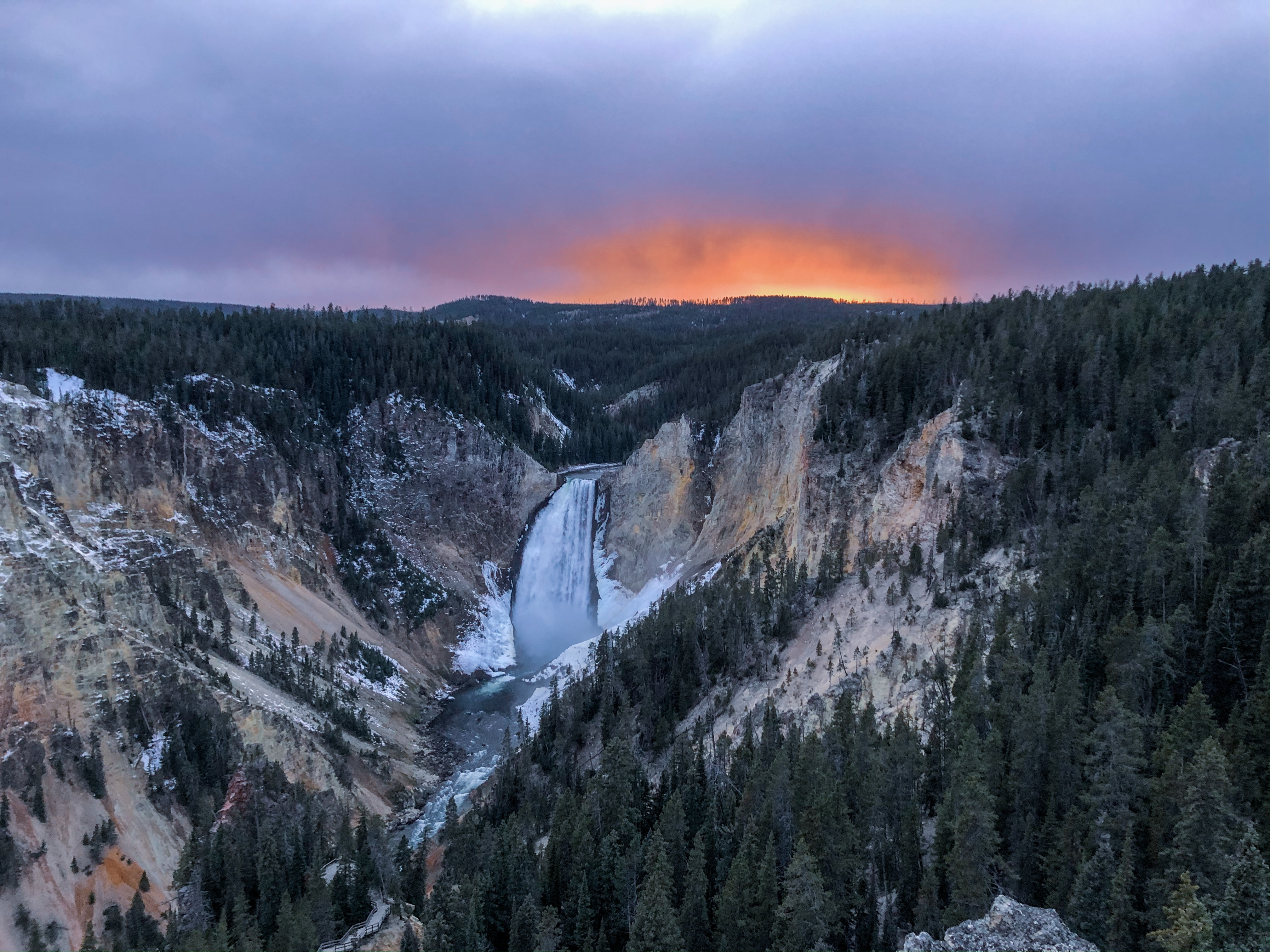 Sunset at Yellowstone in Winter