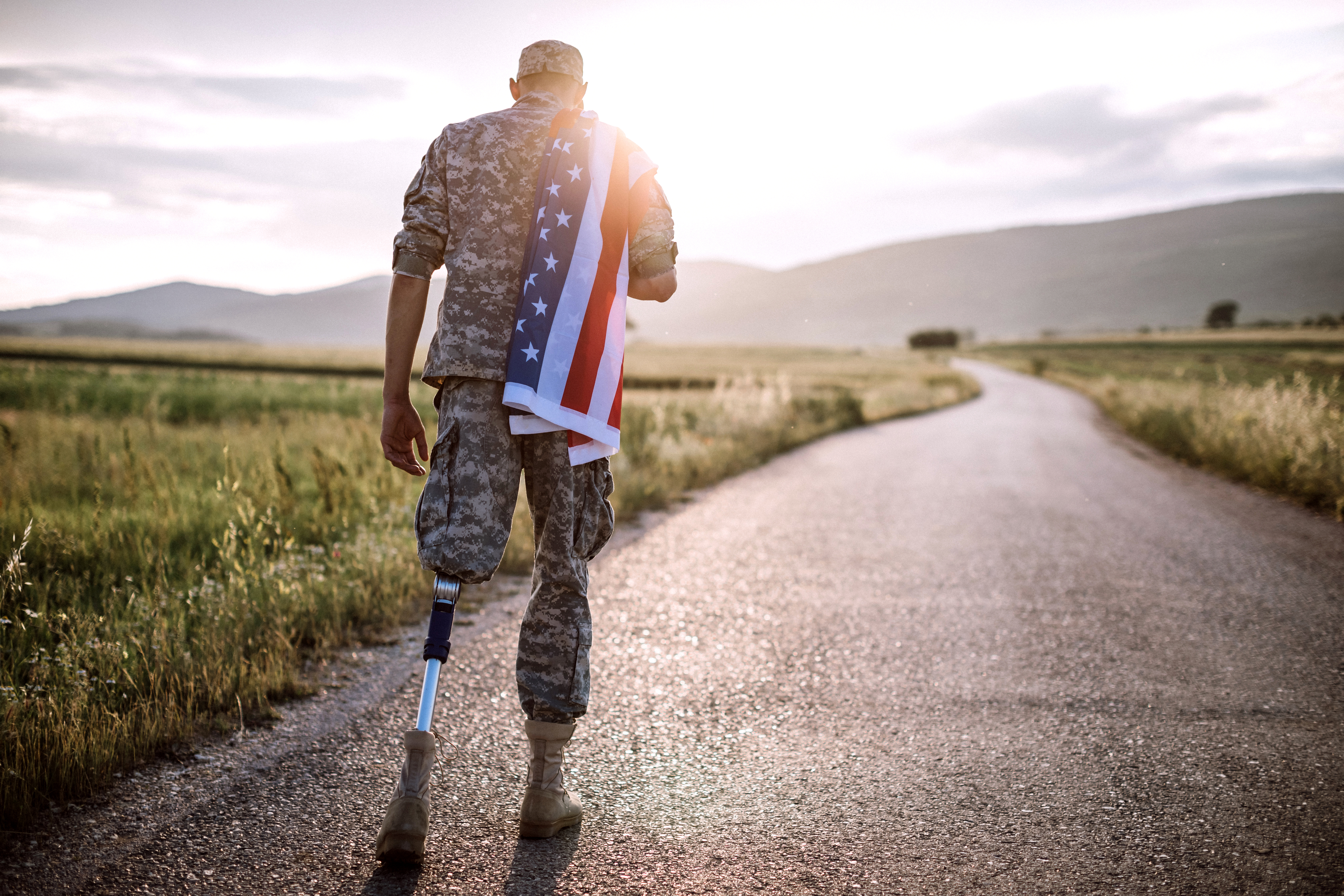 A veteran and amputee in the outdoors.