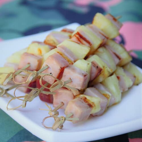 Ham and pineapple on skewers