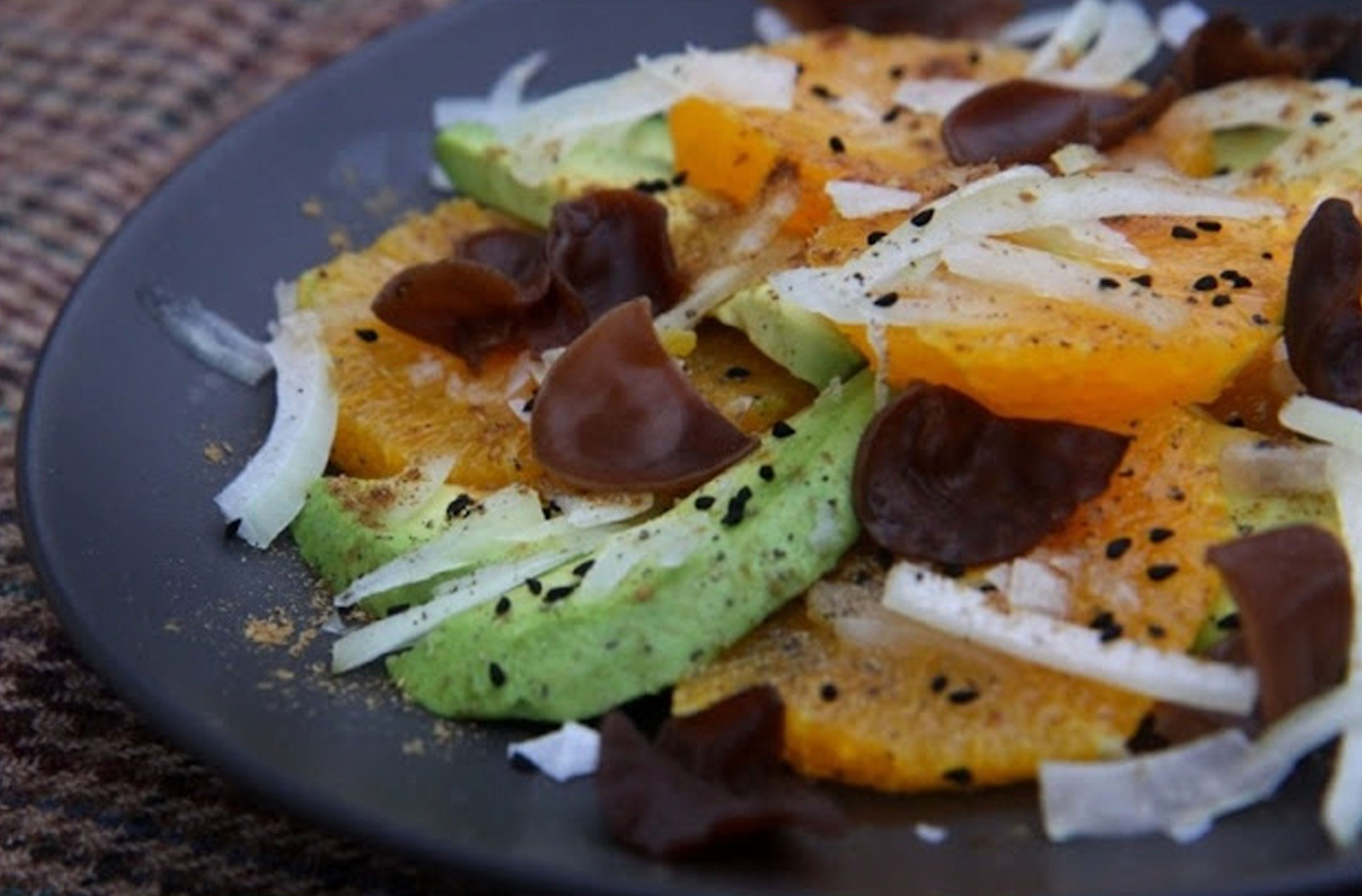 ORANGE AND AVOCADO SALAD WITH WOOD EAR MUSHROOMS