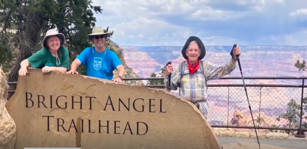 Aliaga, his daughter, and son-in-law by the Bright Angel Trailhead