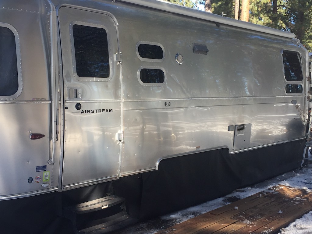 Airstream with EZ snap skirting.