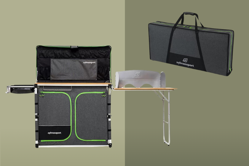 A collage of all of the pieces included in the SylvanSport Dine O Max Camp Stove