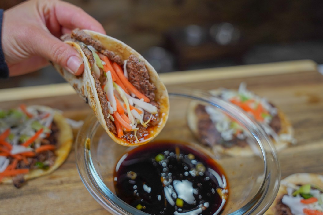 Deer meat dumpling tacos