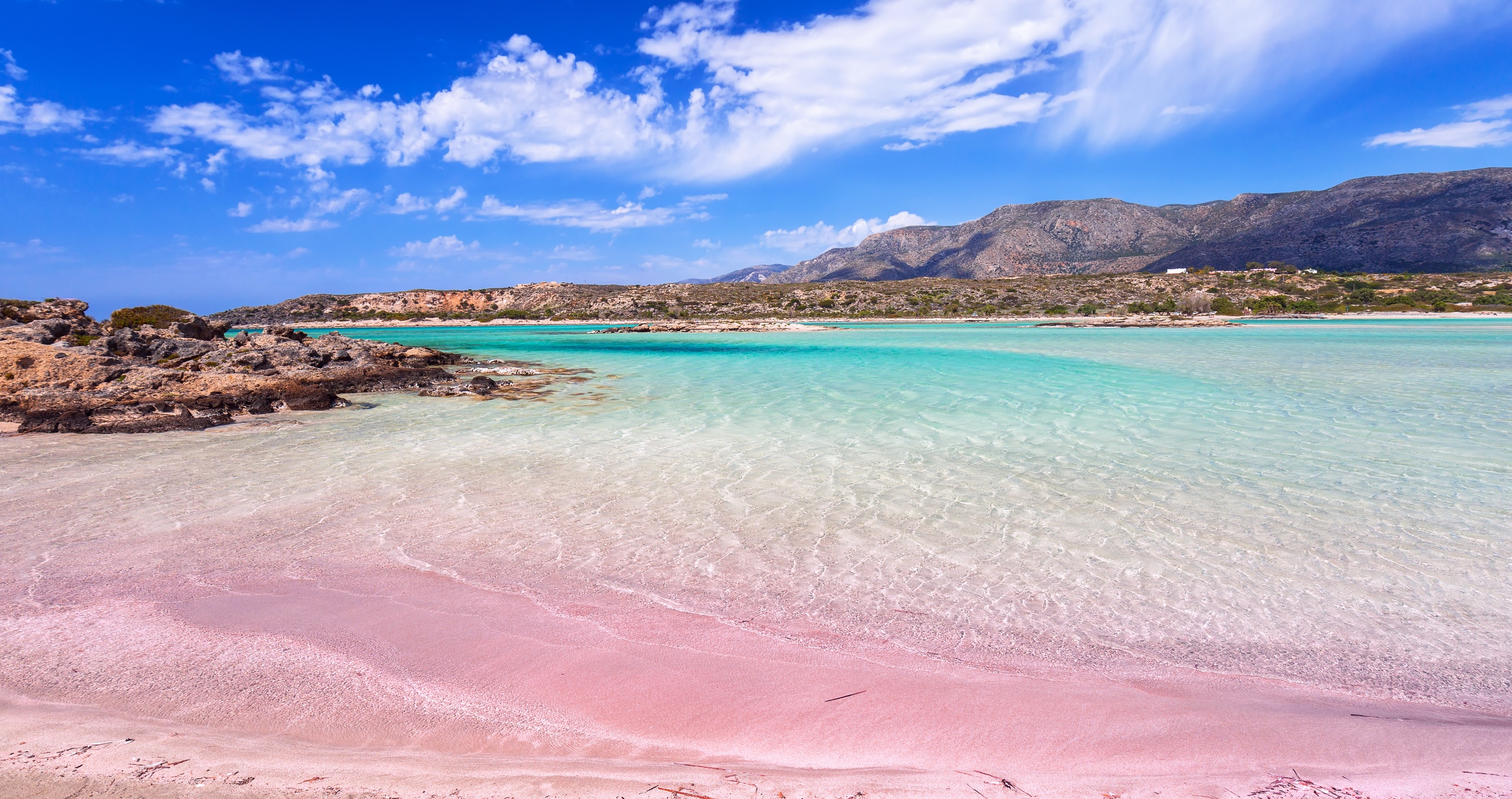 Unique pink sand beach Elafonissi Beach- Crete, Greece