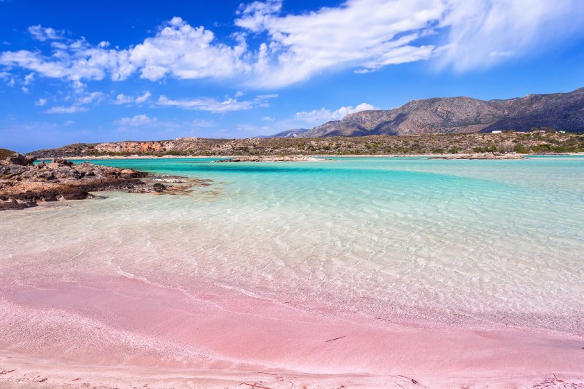 Unique pink sand beach Elafonissi Beach- Crete, Greece