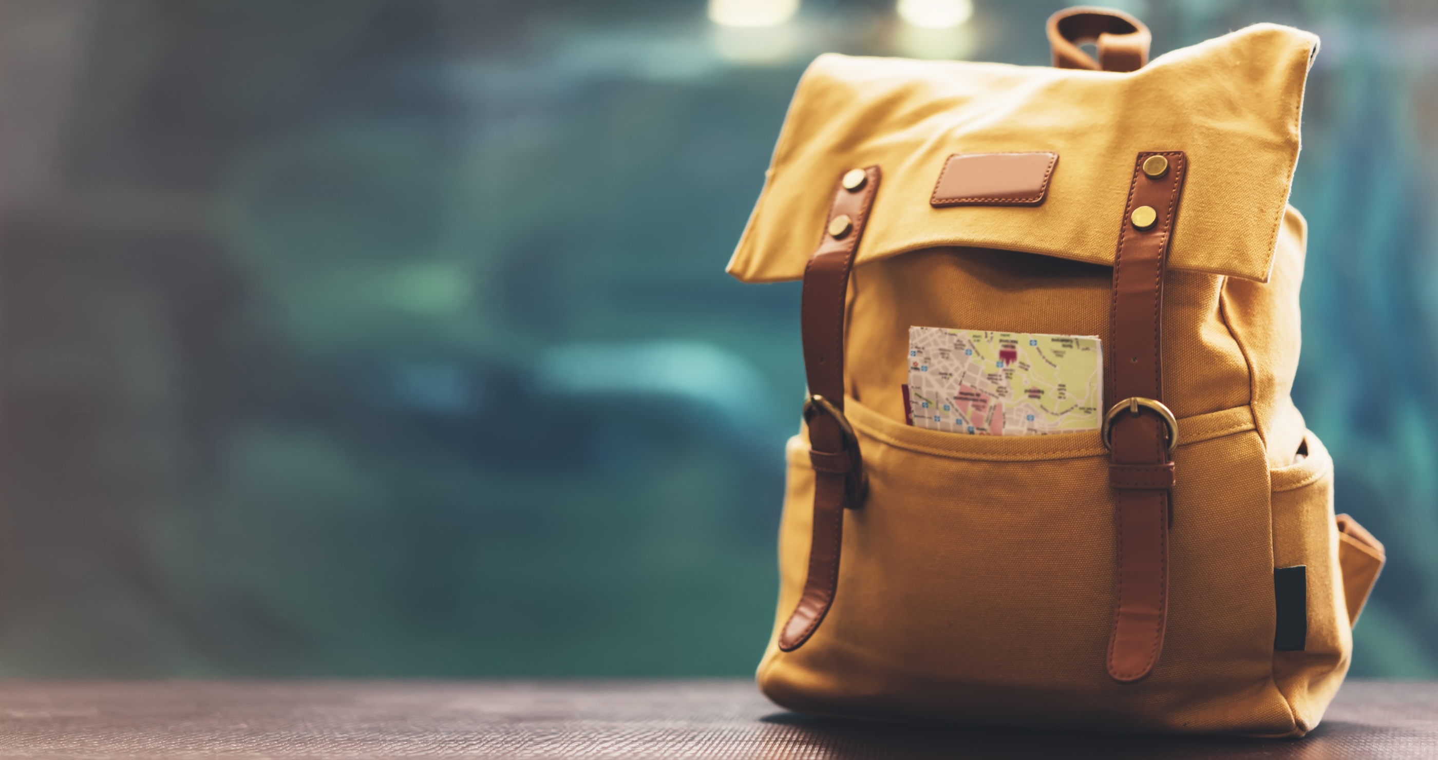 bright yellow hiker backpack
