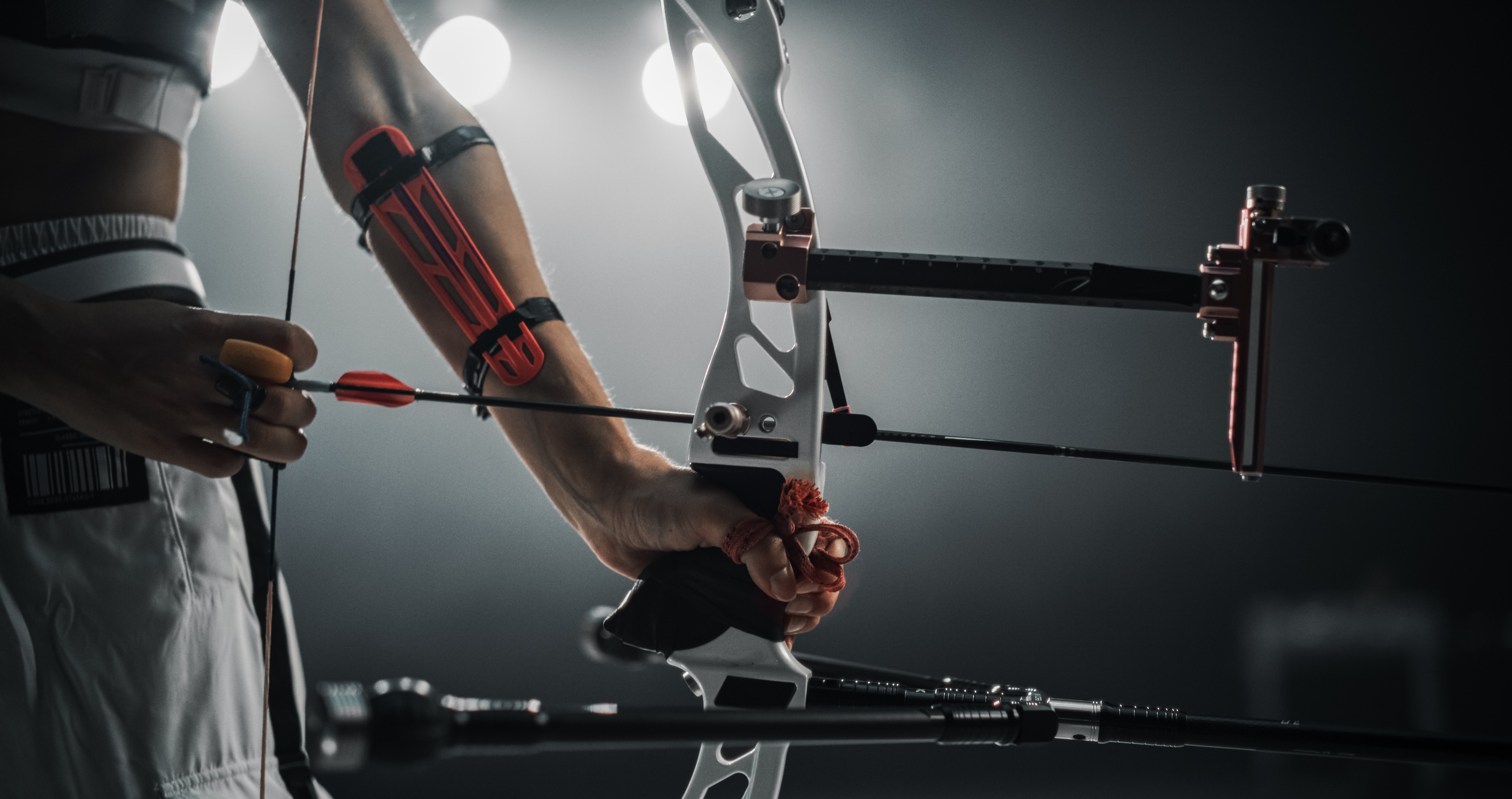 close up of compound archery bow
