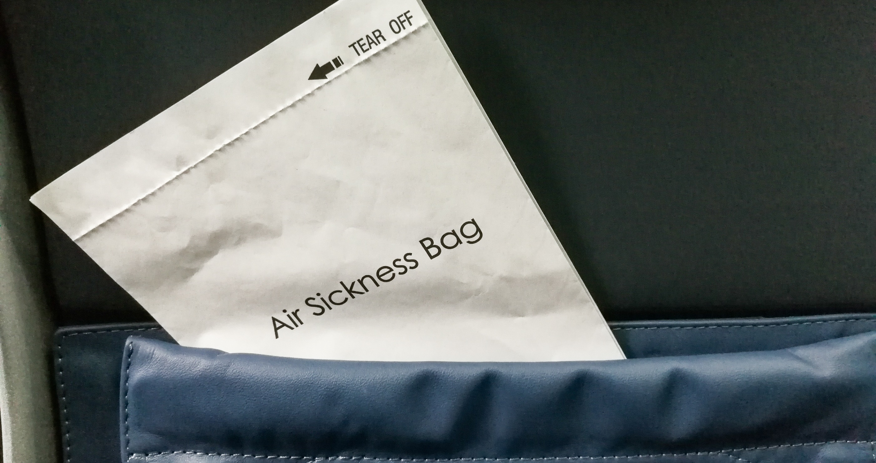 airplane seat pocket and sickness bag